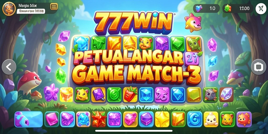 Tampilan gameplay seru di 777WIN yang menampilkan kombinasi warna-warni.