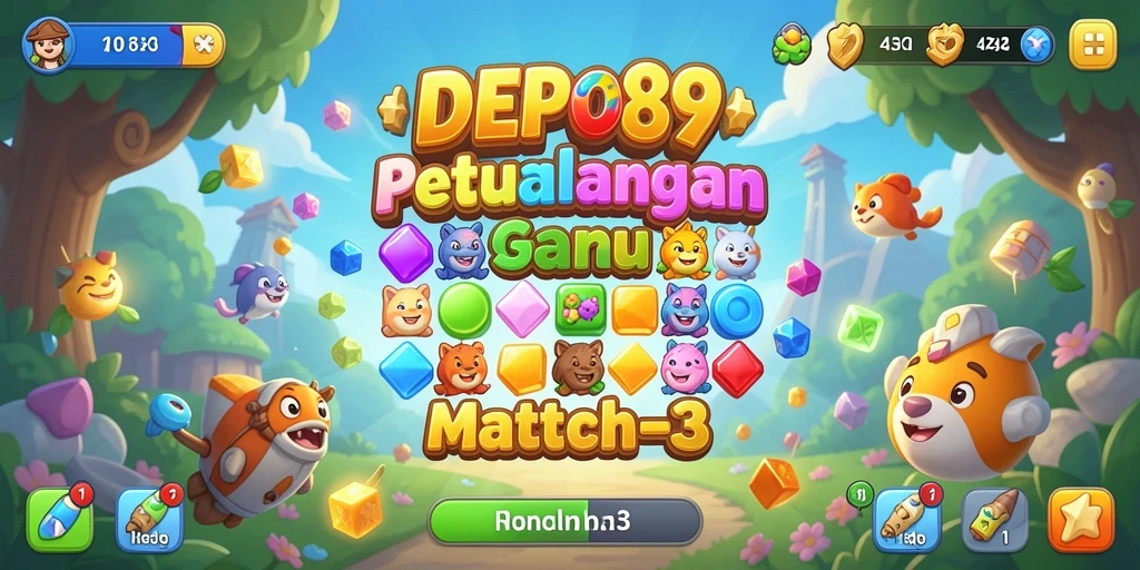 Screenshot game DEPO89 menampilkan gameplay Match-3 yang seru dan interaktif.