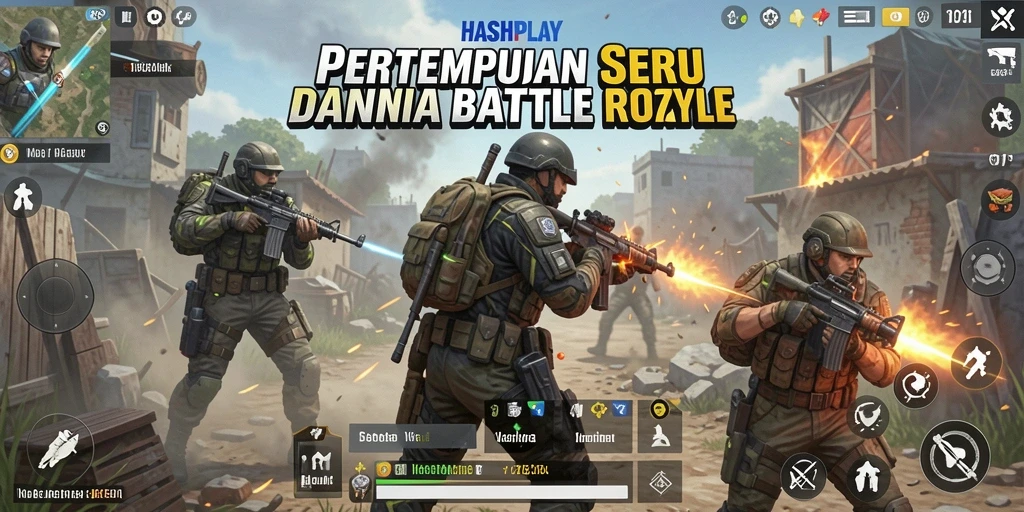 Tangkapan layar gameplay HASHPLAY yang menegangkan di arena Battle Royale.