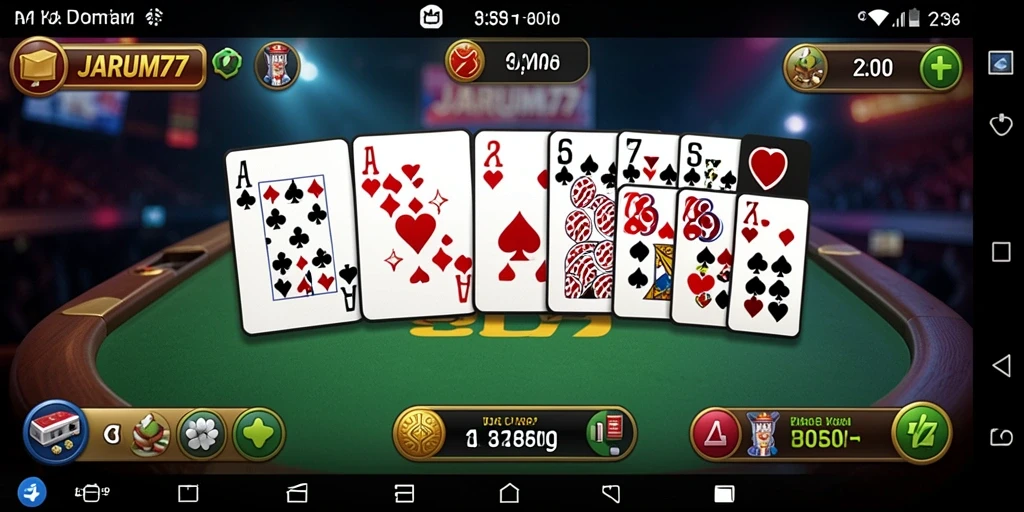 Screenshot JARUM77 menunjukkan gameplay Domino yang seru dan interaktif.