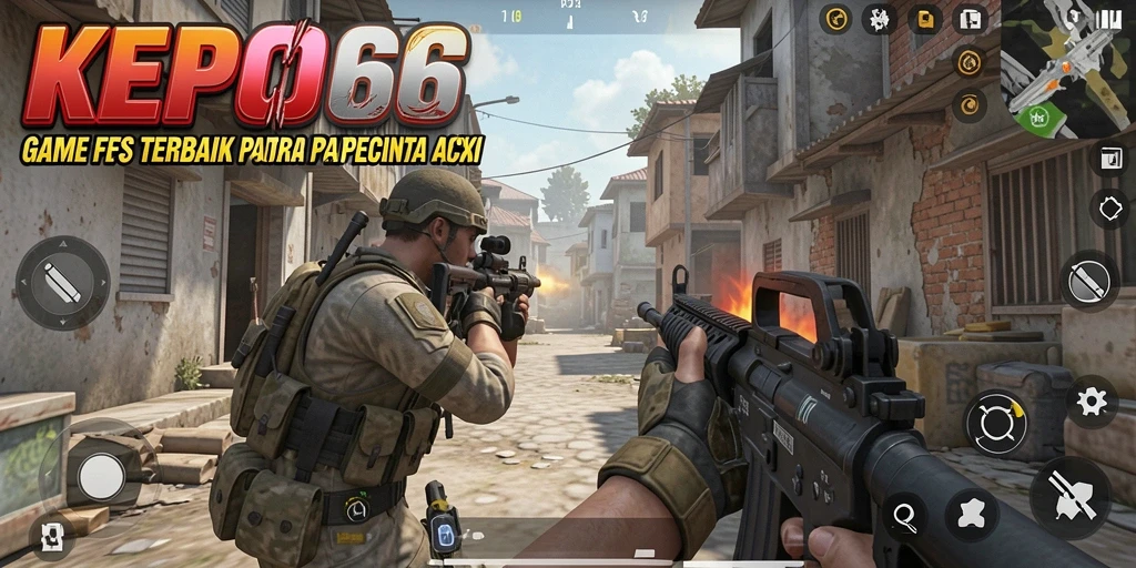 Screenshot KEPO66 menampilkan aksi seru di medan perang FPS.