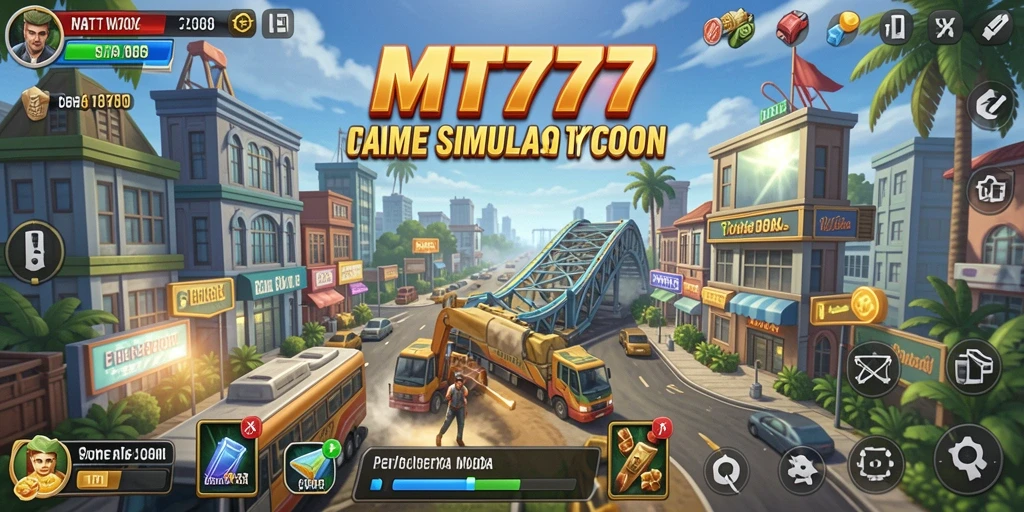 Screenshot tampilan gameplay MT777 menunjukkan aktivitas pengelolaan bisnis yang seru.
