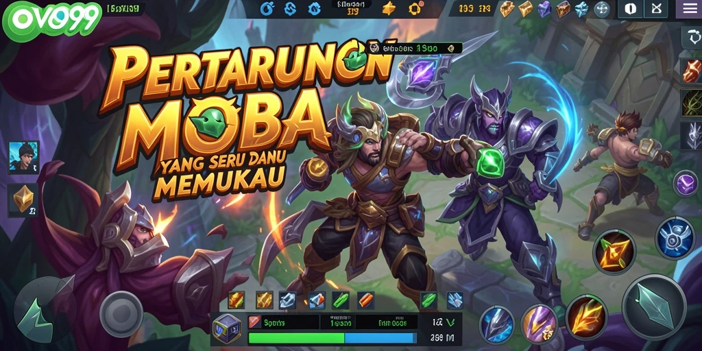 Screenshot OVO99 menampilkan aksi seru dalam gameplay MOBA.