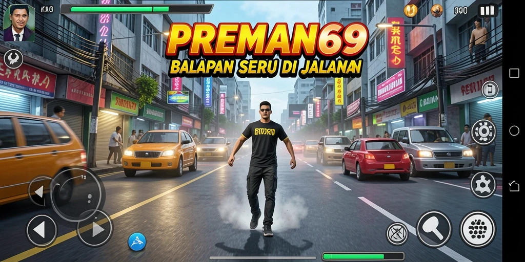 Screenshot gameplay balapan seru di PREMAN69.