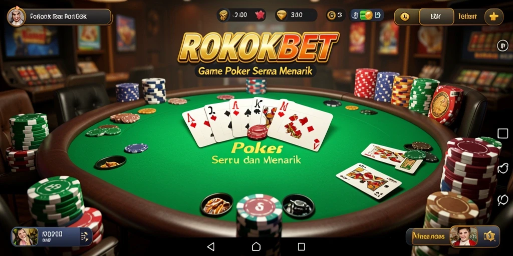Tampilan gameplay Poker ROKOKBET yang menegangkan dan seru.