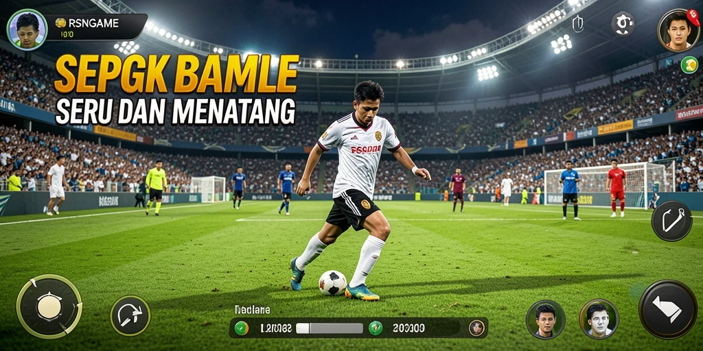 Tampilan gameplay RSNGAME dengan aksi sepak bola menegangkan.