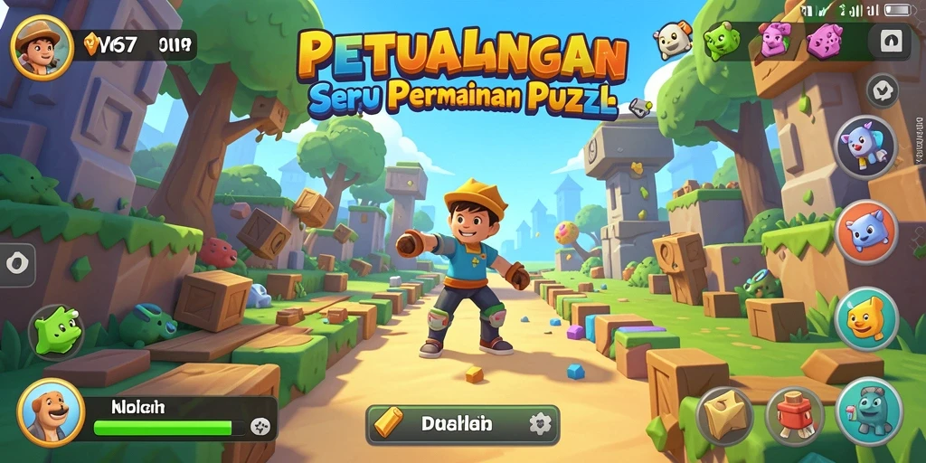 Screenshot utama W67 menampilkan gameplay menantang dalam permainan puzzle.